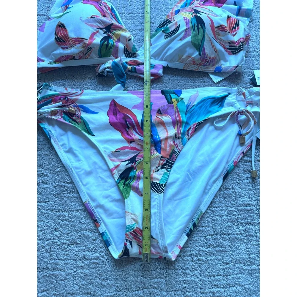 La Blanca Bikini Set Women 16 Multicolor NWT Floral Ruffle Tropical Swimsuit